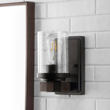 Bungalow Iron/Seeded Glass Rustic Farmhouse LED Vanity Light - JONATHAN Y